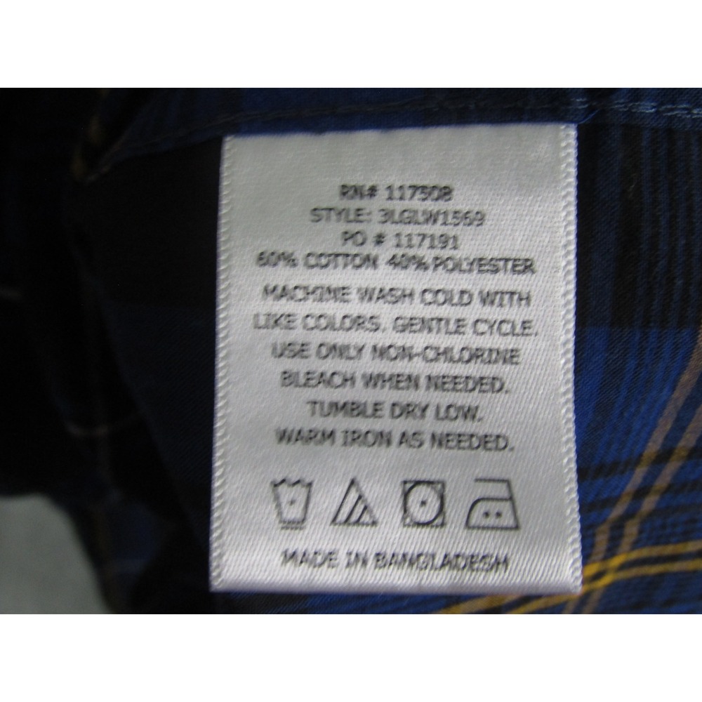 Levi Strauss Co Mens Plaid Flannel Long Sleeve Shirt Blue Yellow Black XL - Picture 5 of 8